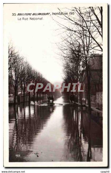 CPA Boulogne Billancourt Inondation 1910 La rue National