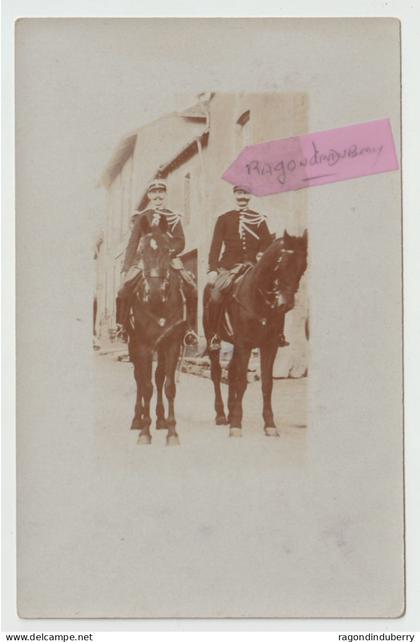 CPA PHOTO - 52 - BOURMONT (Haute-Marne) - Gendarmes de Bourmont partant en patrouille à Cheval - voy en 1908 - SUP