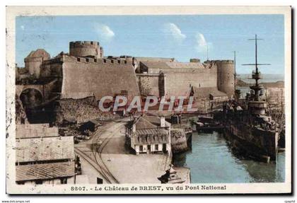 Brest - Le Chateau de Brest Vue du pont national - CPA