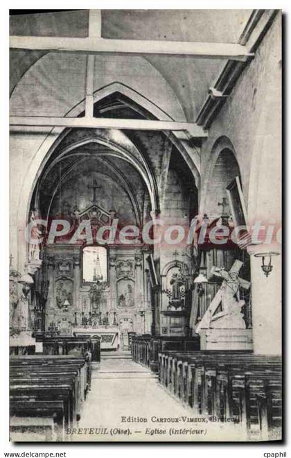 CPA Breteuil Oise Eglise interieur