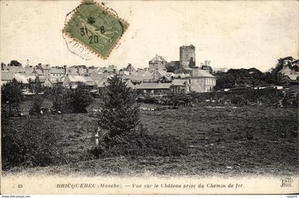 CPA Bricquebec Vue Sur Le chateau Prise Du chemin De Fer