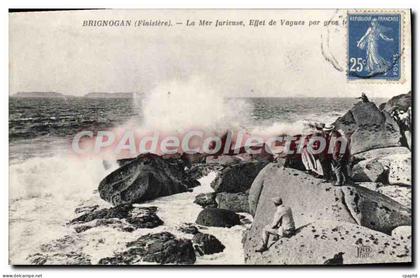 CPA Brignogan La Mer furieuse Effet De Vagues