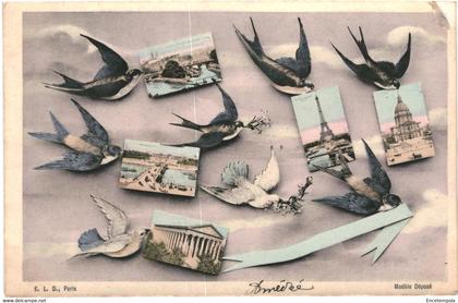 CPA Carte Postale  France- Paris multi vues et des hirondelles 1906  VM45981