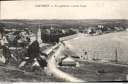 CPA Carteret Vue Generale A Maree Haute