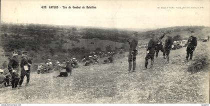 CPA Grand Format Caylus Tirs de Combat de Bataillon Militaria 27 * 14 cm