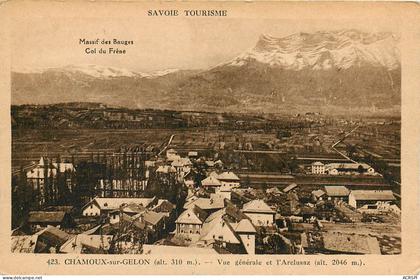 CHAMOUX-sur-GELON, vue générale et l'Arclusaz (scan recto-verso) ref 1053