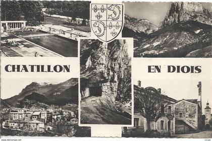 CPSM Châtillon-en-Diois vue multiples armoiries