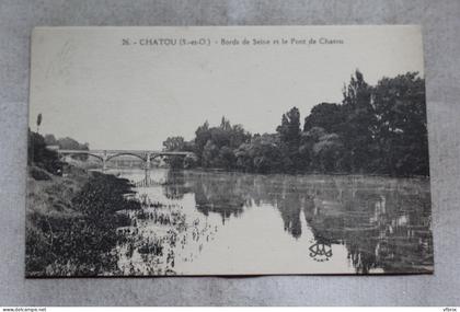 Cpa 1925, Chatou, bords de Seine et le pont de Chatou, Yvelines 78