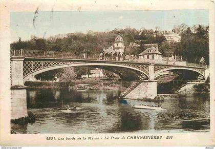 Carte Postale Ancienne - 94 - Chennevieres sur Marne - Les bords de la Marne - Le Pont de Chennevières - Animée - Colori