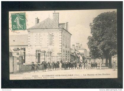 Clémont sur Sauldre (18) - La Mairie et les Ecoles ( école animée enfants Collection L. Marchand 1045)