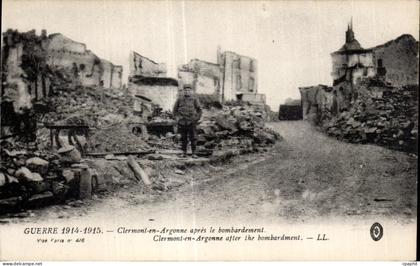 CPA Guerre Clermont en Argonne Clermont en Argonne apres le bombardement Clermont en Argonne after the bambardment LL
