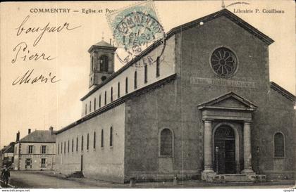 Commentry - L'Eglise et Poste - CPA