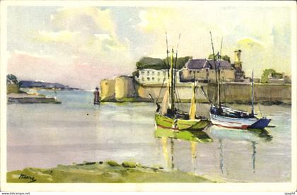 CPA Concarneau aquarelle peinture