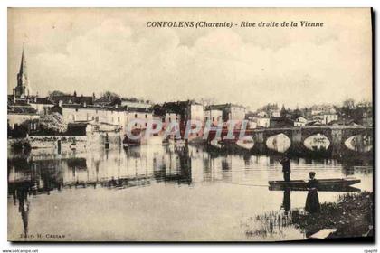 CPA Confolens Rive droite de la Vienne Pecheur Peche