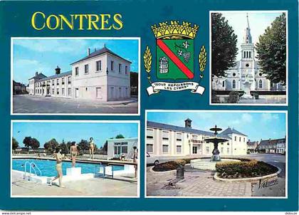 41 - Contres - Multivues - Blasons - L'hôtel De ville - L'eglise - La piscine - La fontaine Javalet - Carte Neuve - CPM