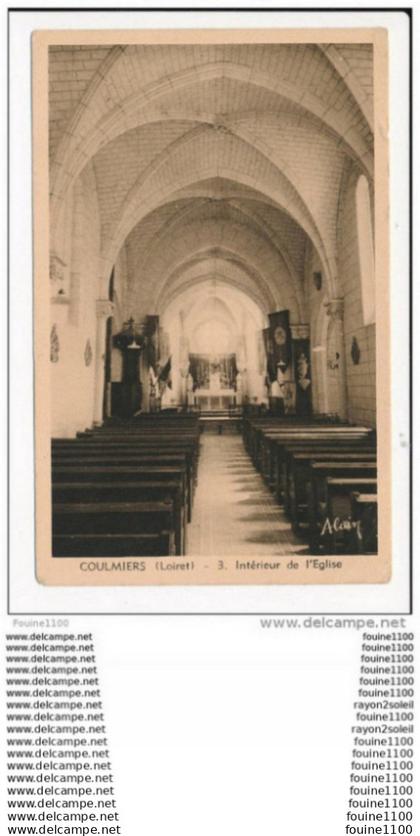 carte de coulmiers  intérieur de l' église  ( recto verso )