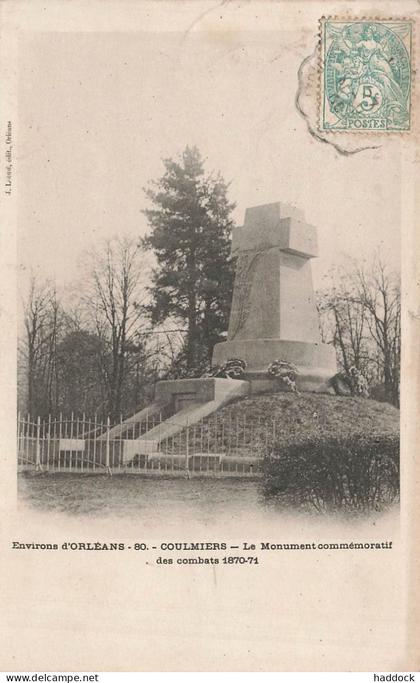 COULMIERS - LE MONUMENT COMMEMORATIF DE 1870/71