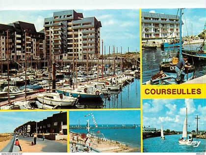Carte Postale - 14 - Courseulles sur Mer - Multivues - Immeubles - Bateaux - Flamme Postale de Courseulles sur Mer - CPM