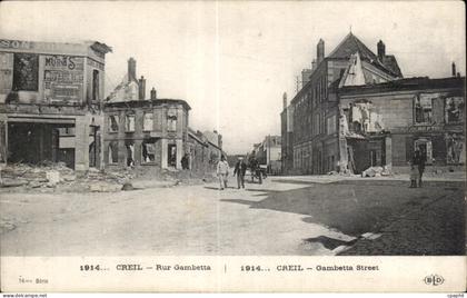 CPA Creil Rur Gambetta Creil Gambetta Street Militaria
