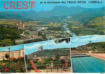 Carte Postale - 26 - Crest - Multivues - Piscine - Square - Jeux pour Enfants - Flamme Postale de Crest - CPM - Voir Sca