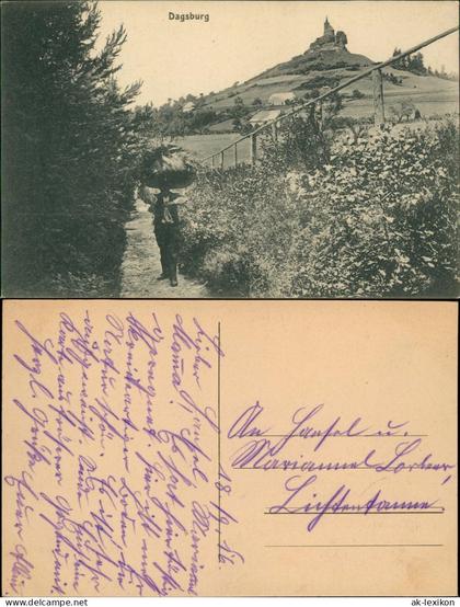CPA Dagsburg (Lothringen) Dabo Burg Weg Mann 1916