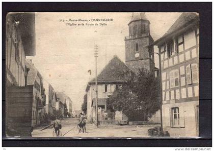 68  - Dannemarie - L'Eglise et la Route de Delle - Animée - Vélos