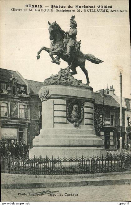 CPA Denain Statue du Marechal Villars