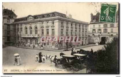 CPA Dieppe La Place Camille Saint Saens et le Theatre