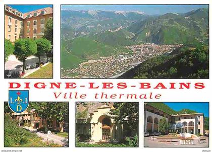 Carte Postale - 04 - Digne les Bains - Multivues - Blasons - Flamme Postale de Digne les Bains - CPM - Voir Scans Recto-