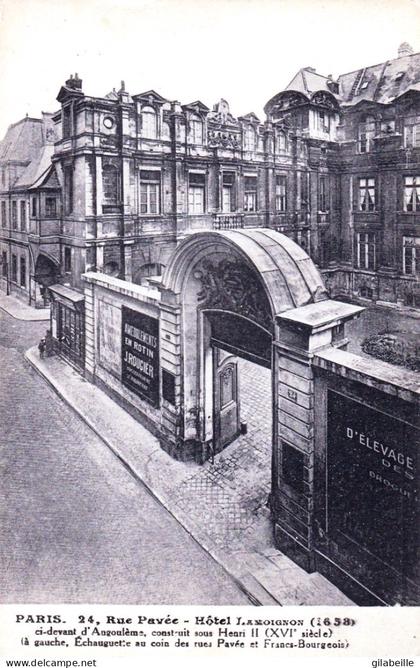 75 - PARIS 04 - 24 rue pavée - hotel Lamoignon