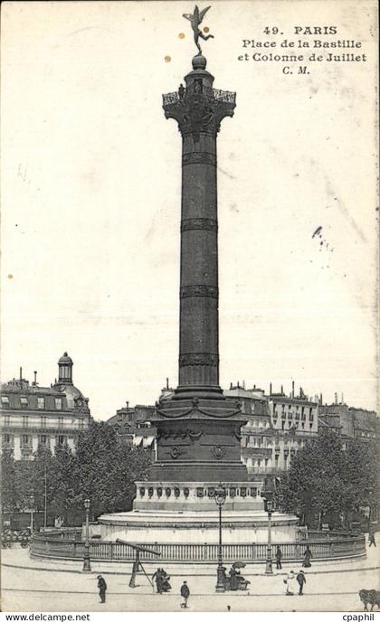 Paris - 11 - Place de la Bastille et Colonne de Juillet - CPA