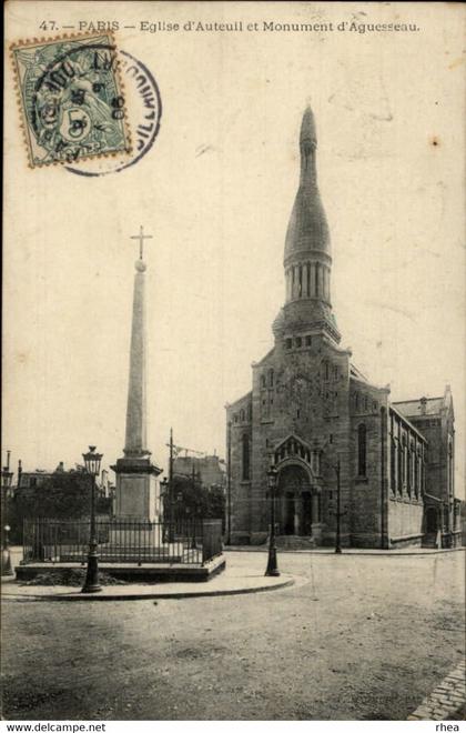 75 - PARIS - arrondissement 16 - Eglise d'Auteuil - monument d'Aguesseau