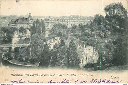 CPA Panorama des Buttes Chaumont et Mairie du XIX Arrondissement