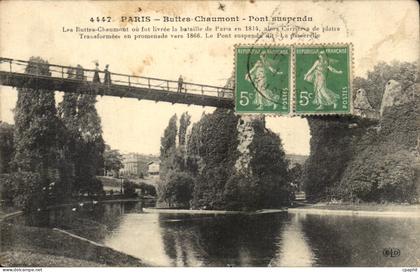 Paris - 19 - Les Buttes Chaumont - Pont Suspendu - CPA