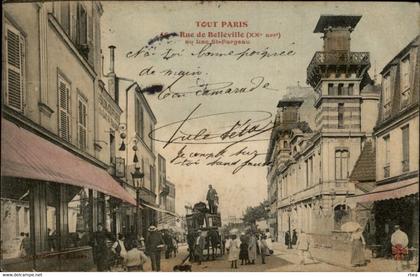 75 - PARIS - arrondissement 20 - Rue de Belleville - autobus attelé - Tout Paris