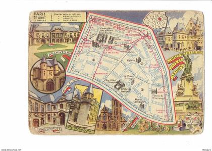 cpm - 75 - PARIS - carte géographique 3e arrondissement - LE TEMPLE - carnavalet