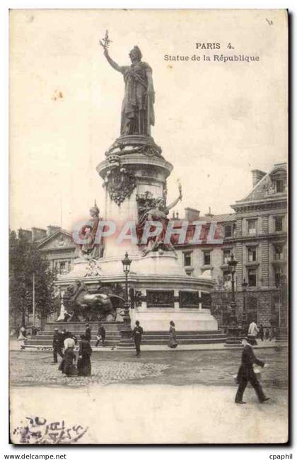Paris CPA Statue de la Republique Lion