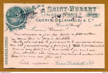 PARIS 08 : " A SAINT-HUBERT : 11 RUE DE ROME "  (coutellerie - chasse - nogent-en-bassigny)