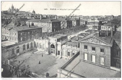 PARIS 10 eme arrondissement 75010 : Hopital Lariboisiere vue générale (aérienne ?) entrée et cours Sacré Coeur au fond