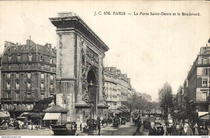 Paris - 10 - Porte Saint Denis et le Boulevard - CPA
