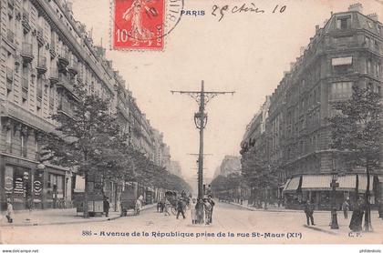 PARIS 11 arrondissement  avenue de la republique prise de la rue saint Maur