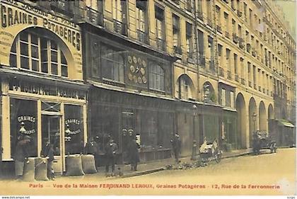 CPA Paris vue de la Maison Ferdinand Leroux Graines Potagères 12 rue de la Ferronnerie