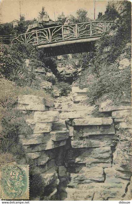 Carte Postale Ancienne - 75 - Paris 18 - Montmartre - Square Saint Pierre - Le petit pont - CPA - Oblitération ronde de