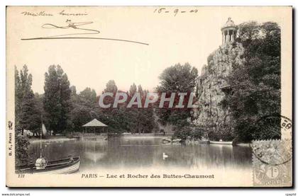 Paris - 19 - Lac et Rocher des Buttes Chaumont - CPA