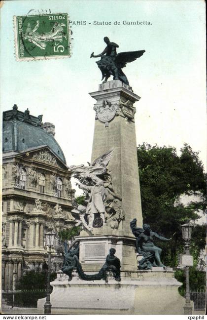 Paris - 20 - Statue de Gambetta - CPA