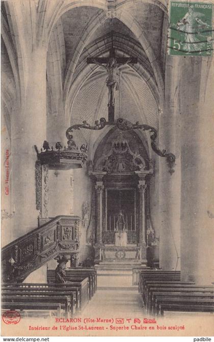 Carte postale [52]  Eclaron Braucourt Sainte Liviere  intérieur de l'église   très beau plan