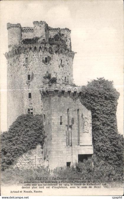 CPA Elven Le Donjon La construction est anterieure a I Invasion Francaise de