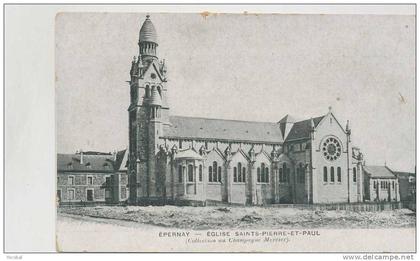 cp , 51 , ÉPERNAY , Église Saints-Pierre-et-Paul ; ( Collection du Champagne Mercier )