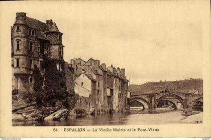 CPA Espalion La Vieille Mairie et le Pont Vieux