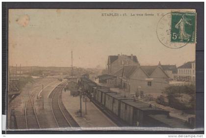 62 - Etaples - la voie Férrée - Colorisée